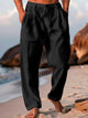 Pantalones casuales básicos con botones, bolsillos y cordón para hombre de Alohadaddy, tallas grandes y altas