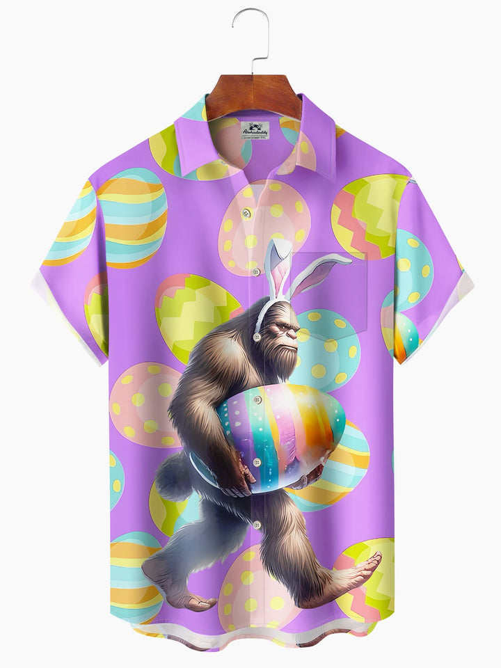 Alohadaddy Hawaii Easter Bigfoot Print Art Buttons Stretch Large Size Men&