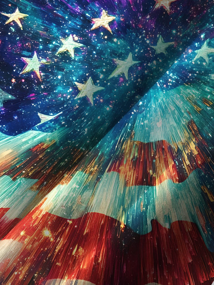 Alohadaddy Holiday Collection Independence Day American Flag Button Cardigan Pocket Stretch Large Size Long Short Sleeve Shirt
