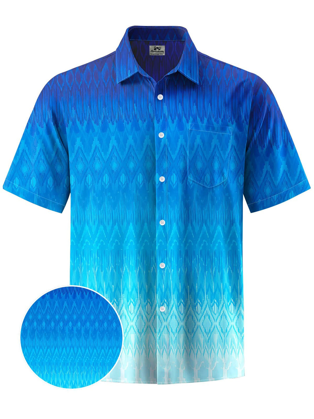 Alohadaddy® Hawaii Ombre Geometric Print Stretch Large Size Chest Pocket Men&