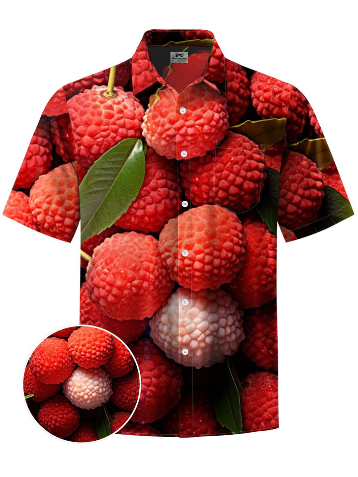 Alohadaddy® Hawaiian Lychee Print Chest Pocket Men&