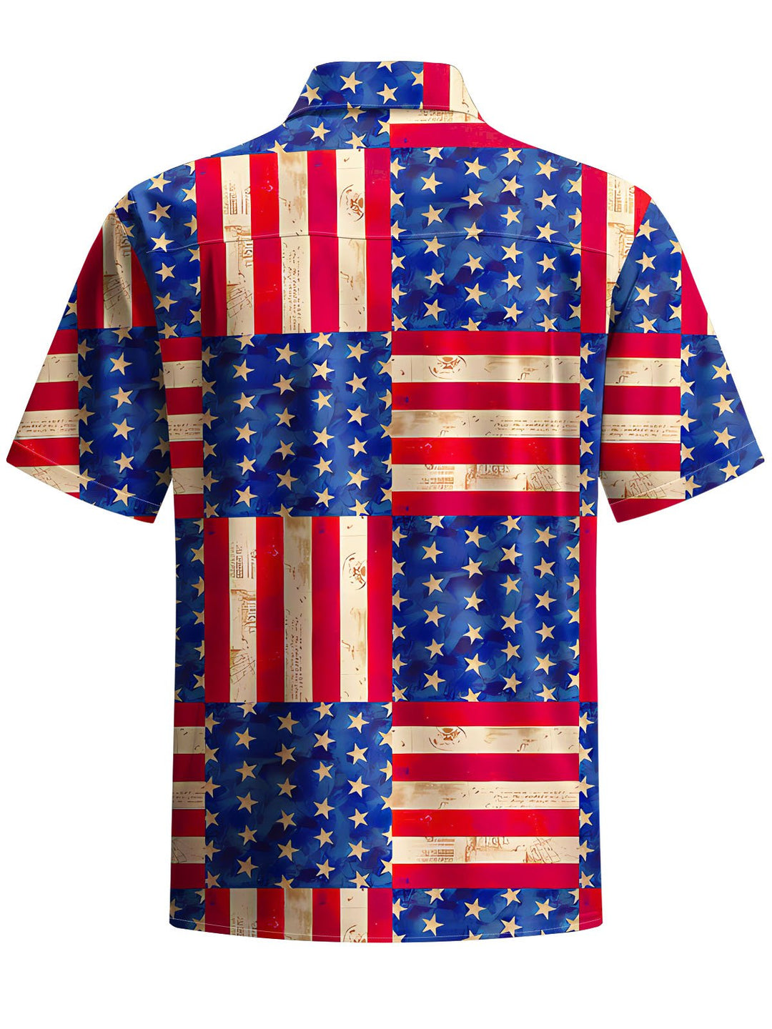 Alohadaddy® Casual 4th of July Flag Print Chest Pocket Mens Short Sleeve Shirt Big &amp; Tall