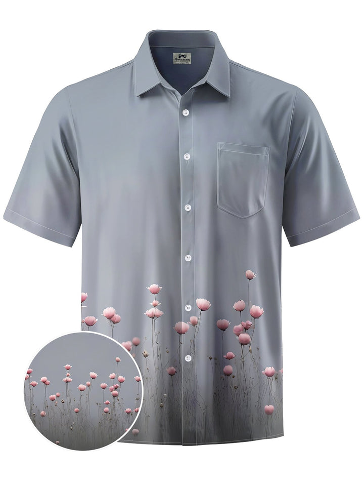 Alohadaddy® Casual Flowers Print Art Chest Pocket Men&