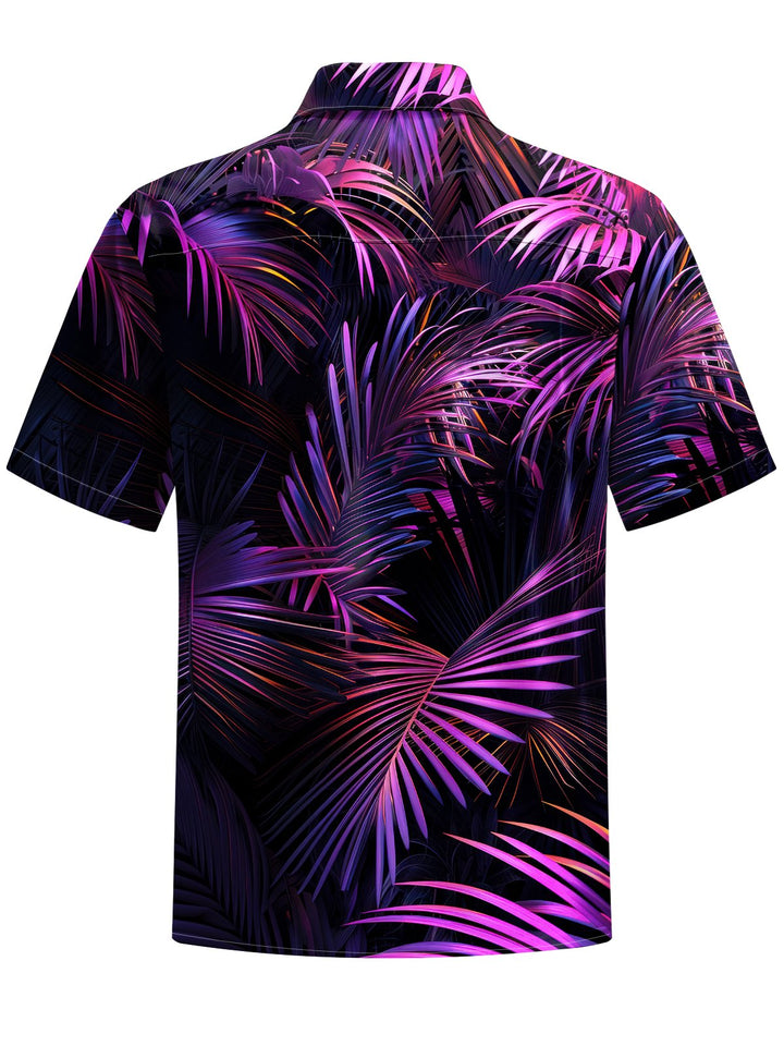 Alohadaddy® Hawaiian Leaves Art Print Chest Pocket Moisture Wicking Men&