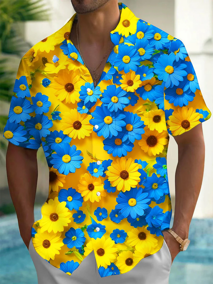 Alohadaddy® Hawaiian Floral Art Print Moisture Wicking Men&