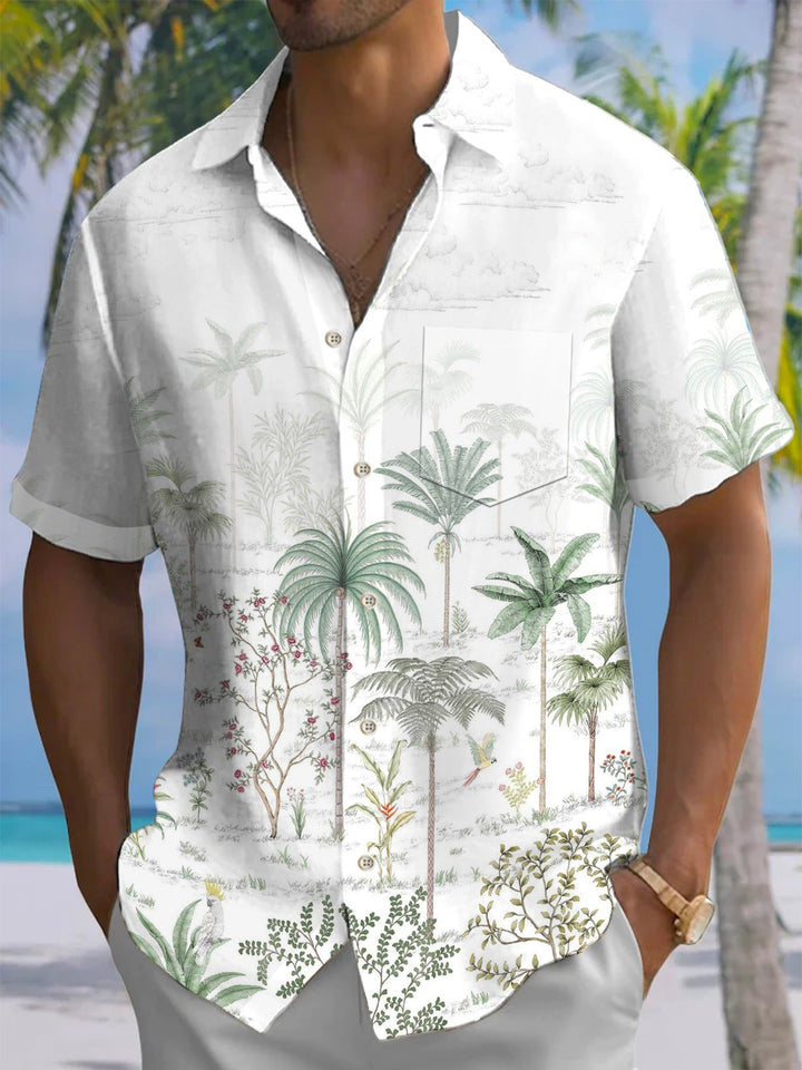 Alohadaddy® Casual Palm Tree Art Print Mens Moisture Wicking Short Sleeve Shirt Big &amp; Tall