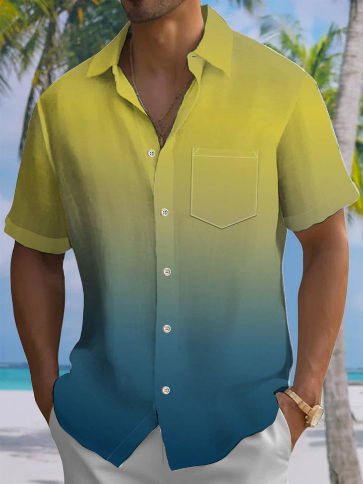 Alohadaddy® Vintage Gradient Art Print Chest Pocket Men&