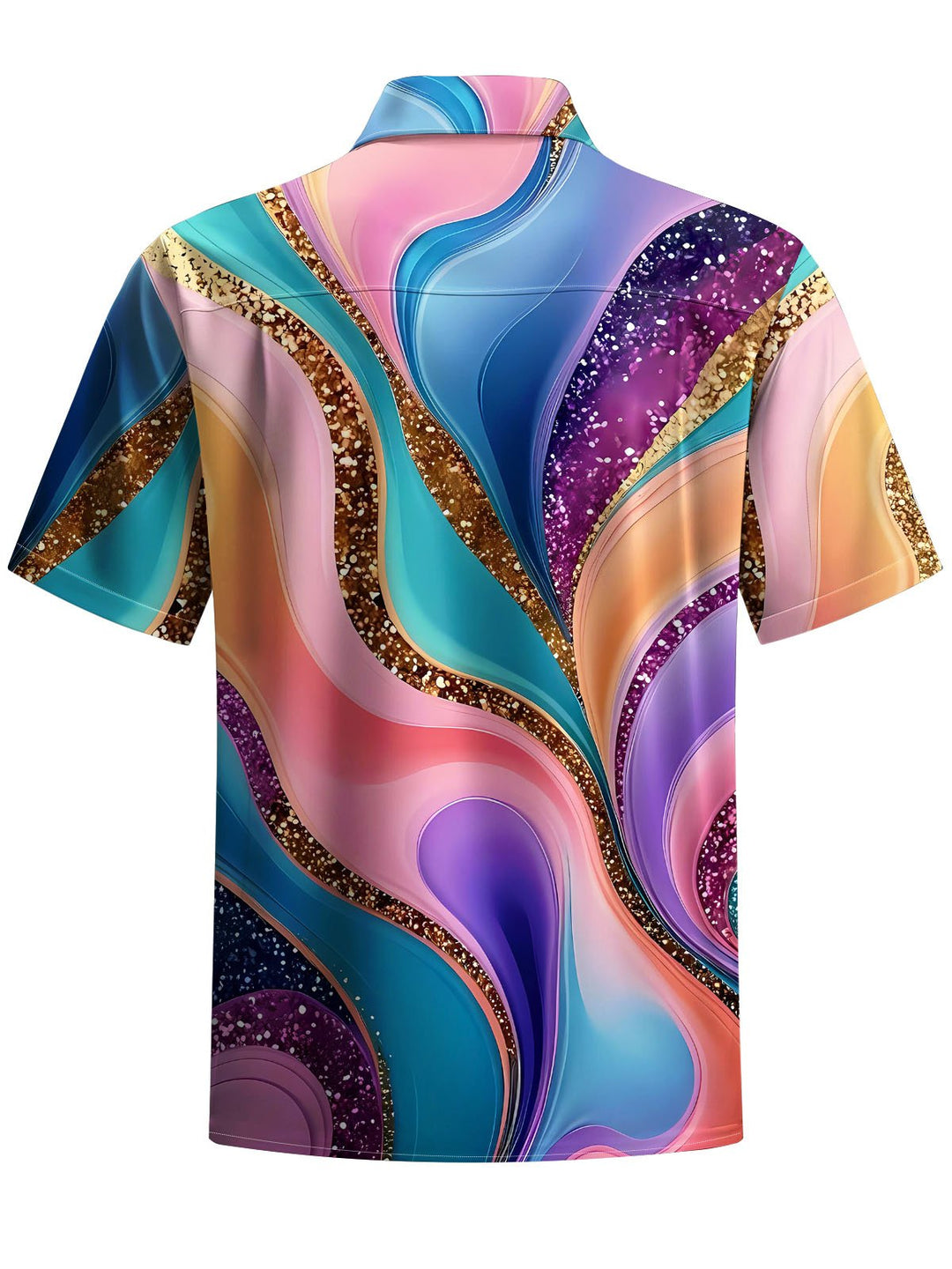 Alohadaddy® Casual Abstract Art Print Chest Pocket Mens Wicking Short Sleeve Shirt Big &amp; Tall