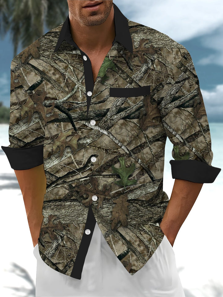 Alohadaddy® Vintage Jungle Art Print Chest Pocket Men&