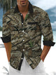 Alohadaddy® Vintage Jungle Art Print Chest Pocket Men's Long Sleeve Shirt Big & Tall