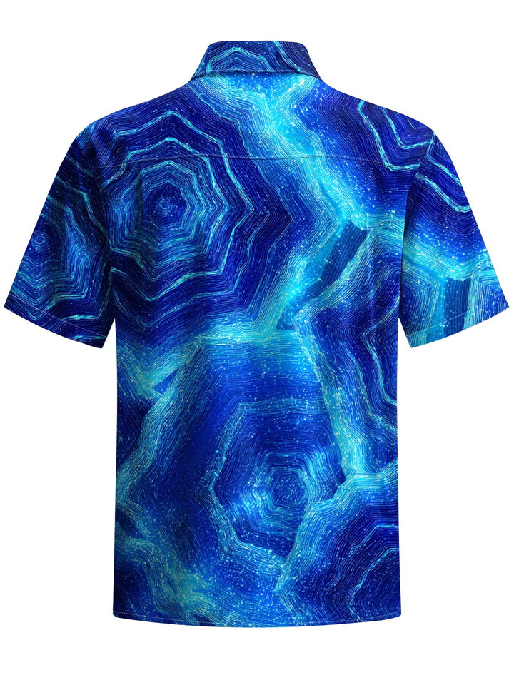 Alohadaddy® Casual Geometric Art Print Chest Pocket Men&