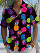 Alohadaddy® Men's Casual Hawaiian Pineapple Art Print Chest Pocket Short Sleeve Shirt Big & Tall