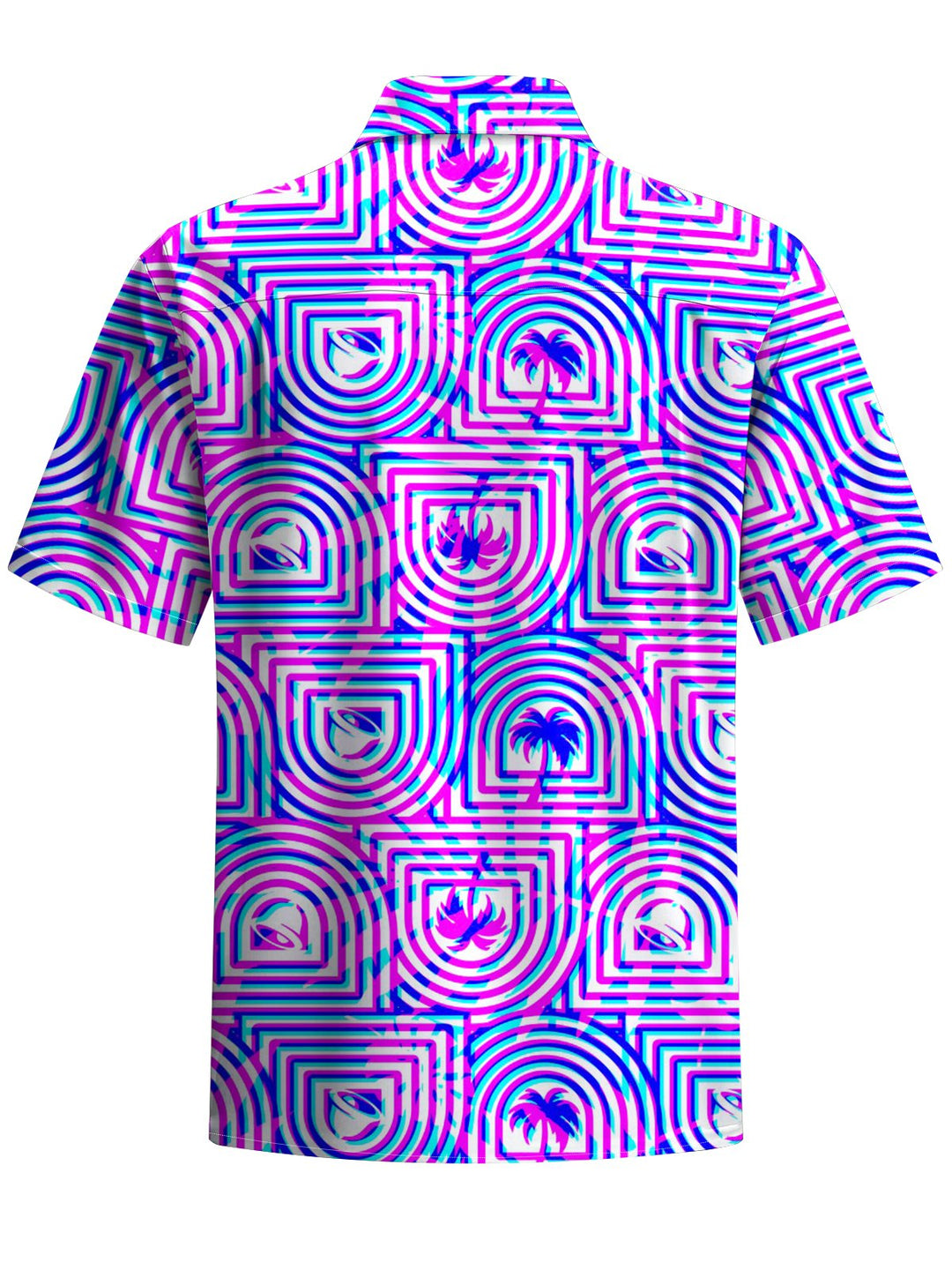 Alohadaddy® Hawaiian Coconut Tree Art Print Chest Pocket Stretch Men&