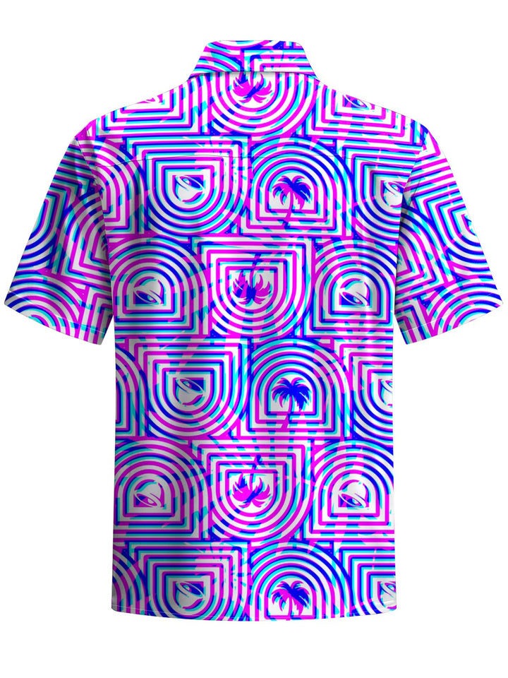 Alohadaddy® Hawaiian Coconut Tree Art Print Chest Pocket Stretch Men&