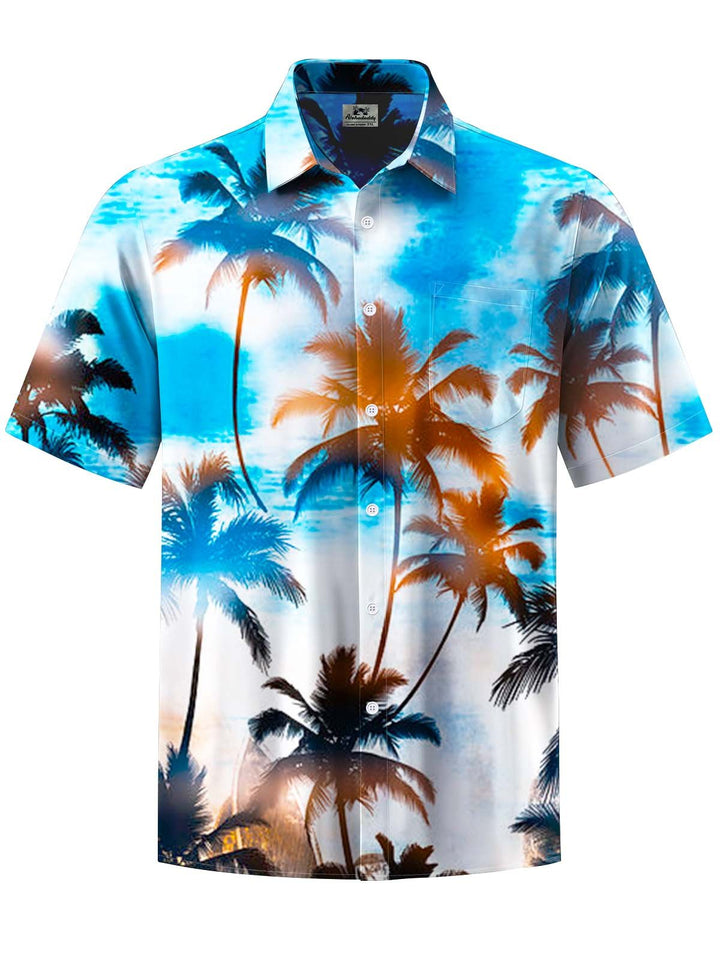 Alohadaddy® Hawaiian Palm Tree Art Print with Elastic Pockets for Men&