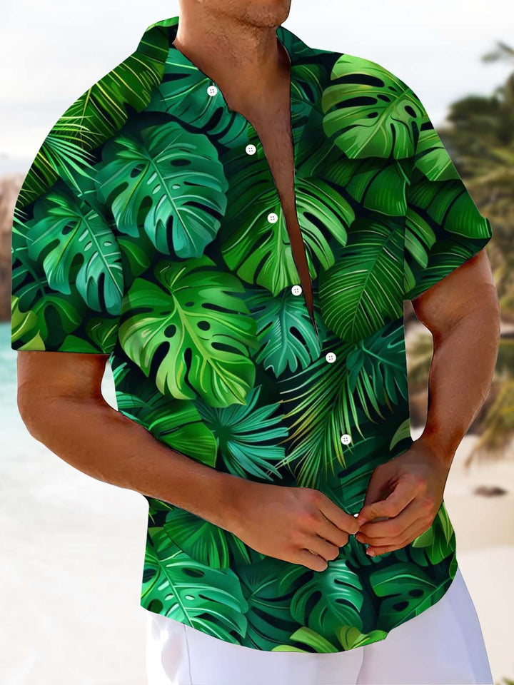 Alohadaddy® Hawaiian Palm Leaf Art Print Chest Pocket Men&