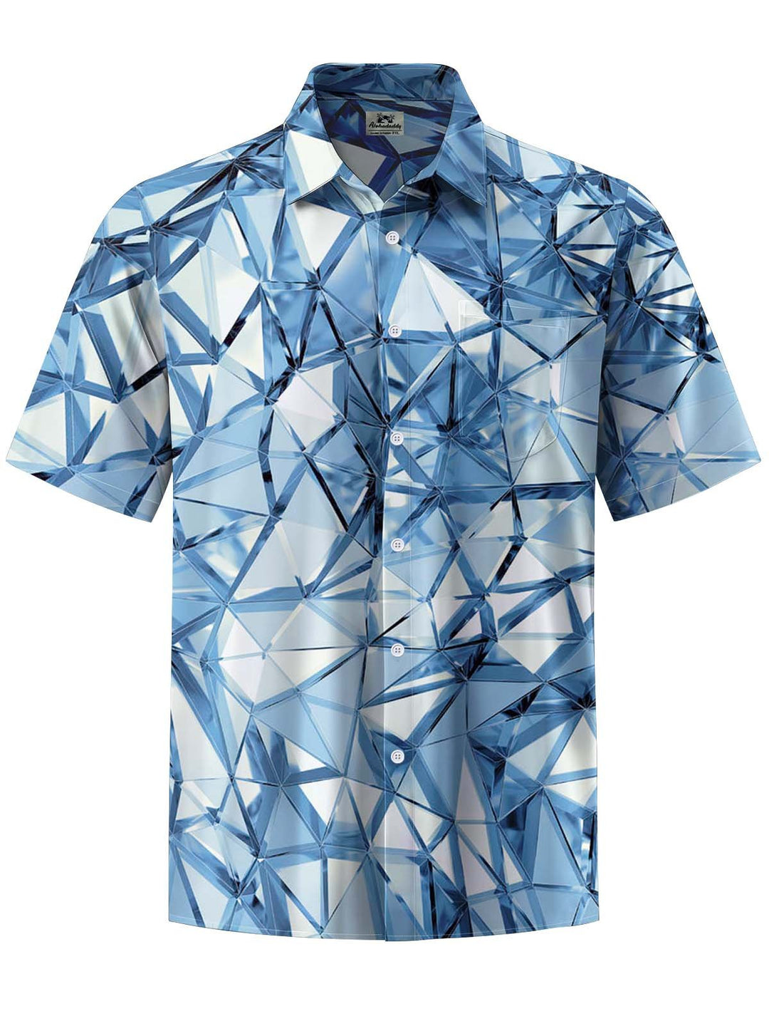 Alohadaddy® Casual Geometric Art Print Chest Pocket Stretch Men&