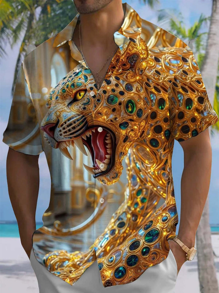 Alohadaddy® Casual Leopard Diamond Print Pocket Stretch Men&