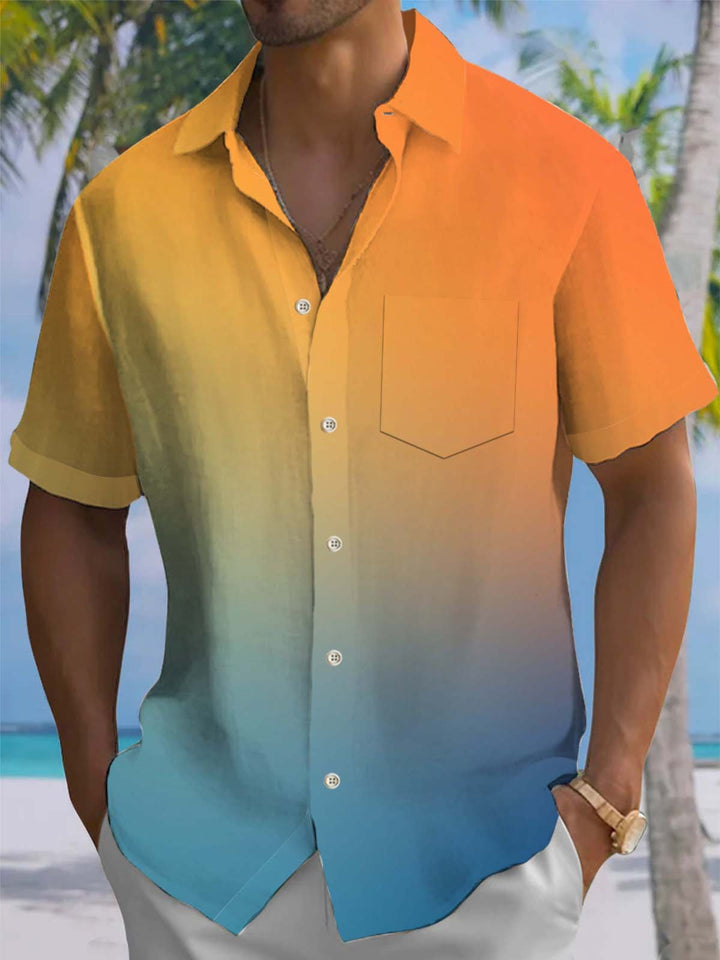 Alohadaddy® Casual Gradient Print Art Pocket Stretch Men&