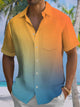 Alohadaddy® Casual Gradient Print Art Pocket Stretch Men's Short Sleeve Shirt Big & Tall