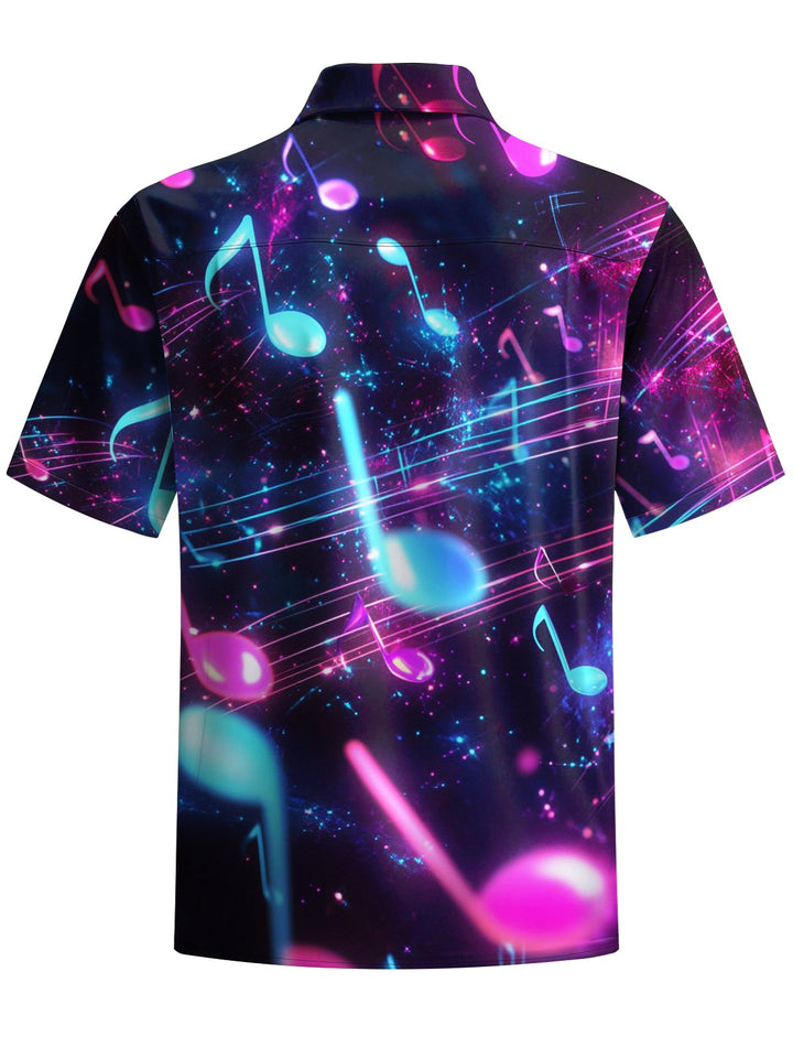 Alohadaddy® Casual Geometric Musical Notes Print Button Pocket Stretch Men&
