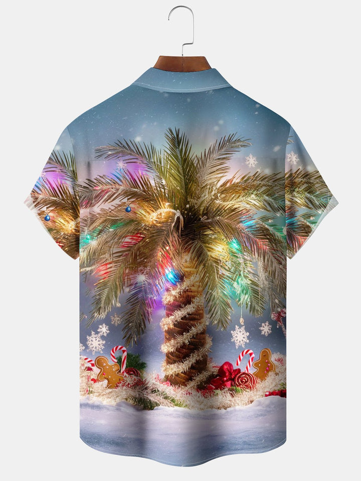 Alohadaddy® Christmas Tree Print Pocket Elastic Button Men&
