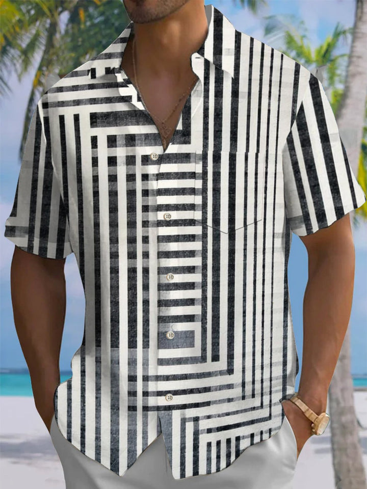 Alohadaddy® Vintage Stripe Print Pocket Stretch Men&