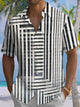 Alohadaddy® Vintage Stripe Print Pocket Stretch Men's Short Sleeve Shirt Big & Tall