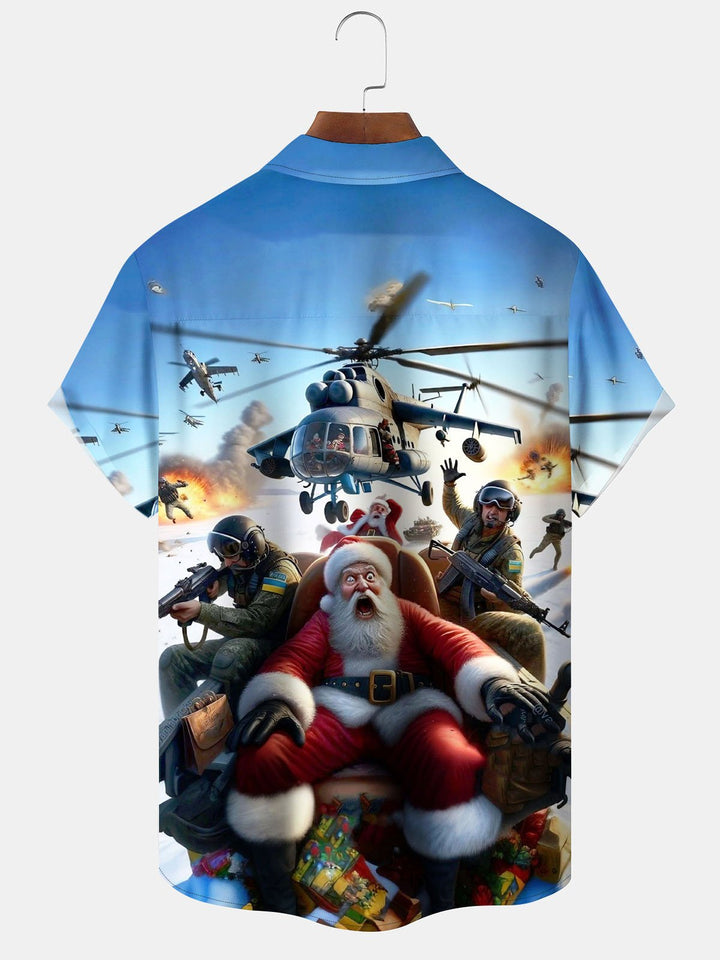 Alohadaddy® Christmas Santa Claus Graphic Print Pocket Elastic Button Men&