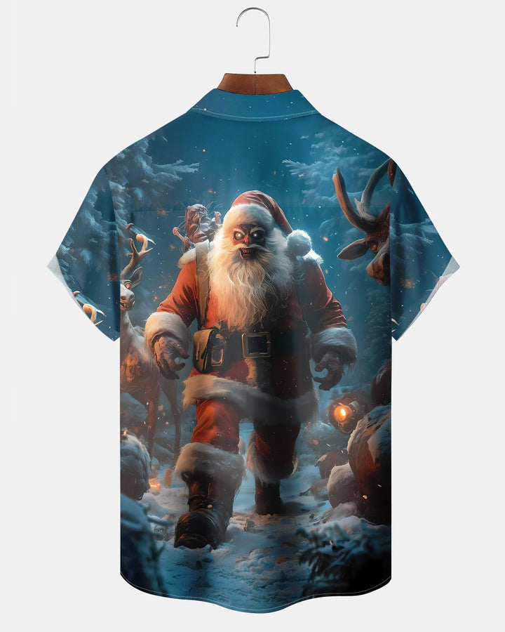 Alohadaddy® Christmas Scary Santa Christmas Tree Print Pocket Elastic Button Men&