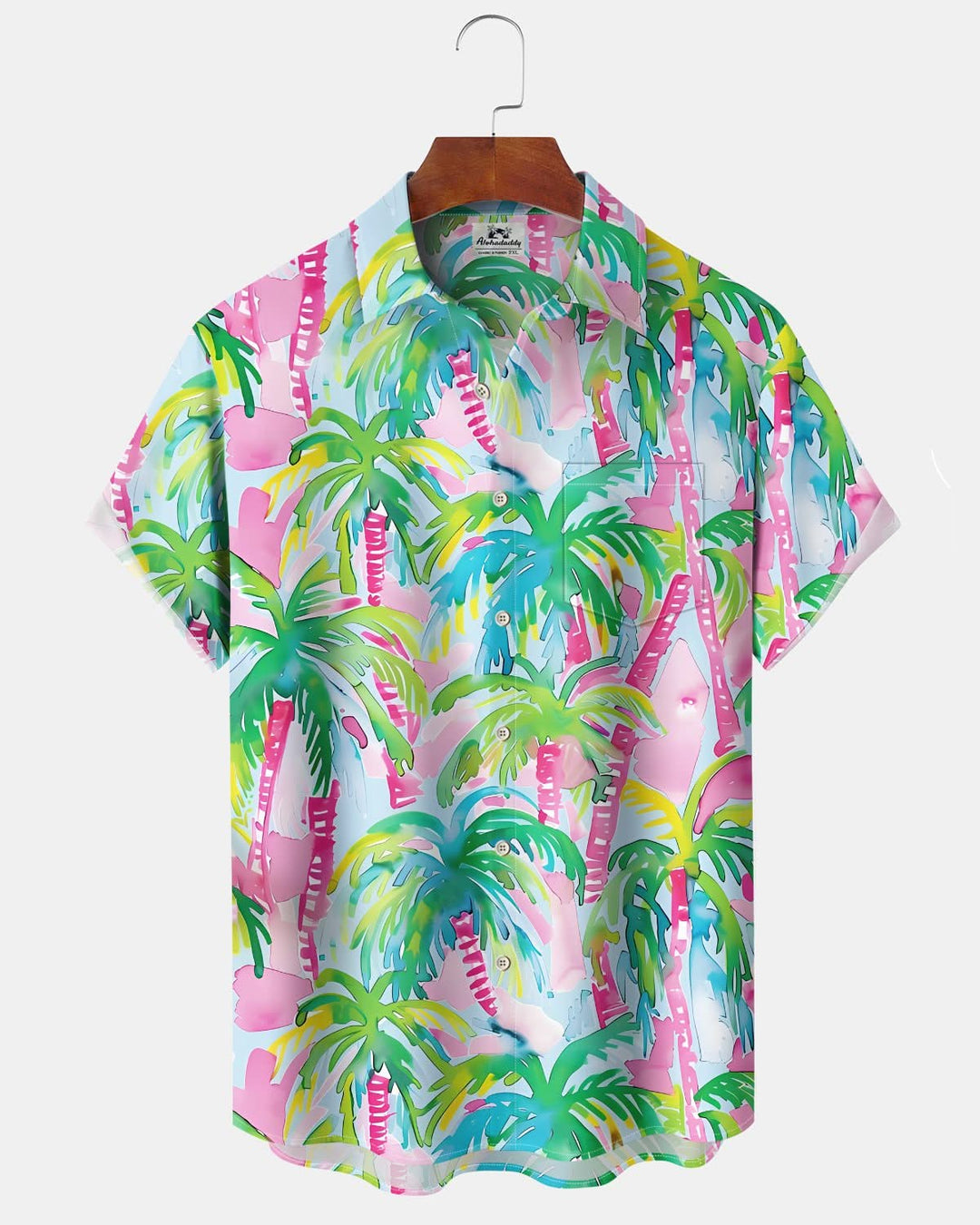 Alohadaddy® Hawaiian Palm Tree Print Pocket Elastic Button Men&