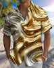 Alohadaddy® Casual Abstract Metallic Print Pocket Stretch Men's Short Sleeve Shirt Big & Tall