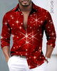 Alohadaddy® Satin Glossy Christmas Starry Print Artistic Stretch Button Men's Long Sleeve Shirt Big & Tall