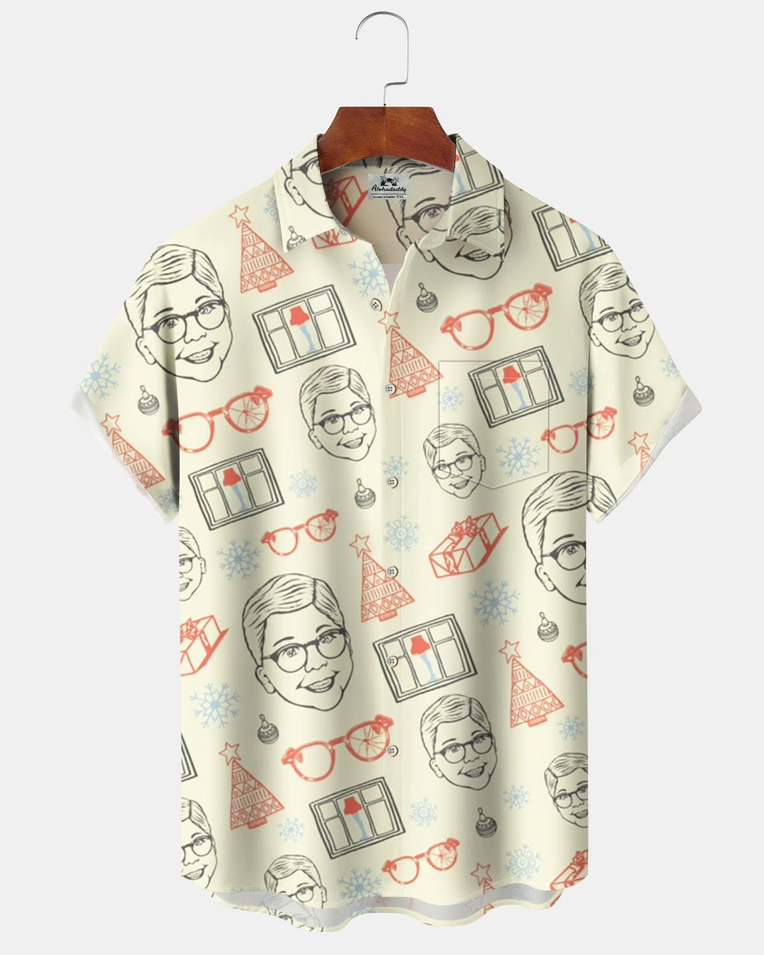 Alohadaddy® Retro Cartoon Portrait Print Art Elastic Button Pocket Men&
