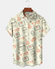 Alohadaddy® Retro Cartoon Portrait Print Art Elastic Button Pocket Men's Short-Sleeve Shirt Big & Tall