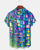 Alohadaddy® Hawaiian Plaid Print Art Button-Down Short-Sleeve Shirt with Pockets for Men Big & Tall