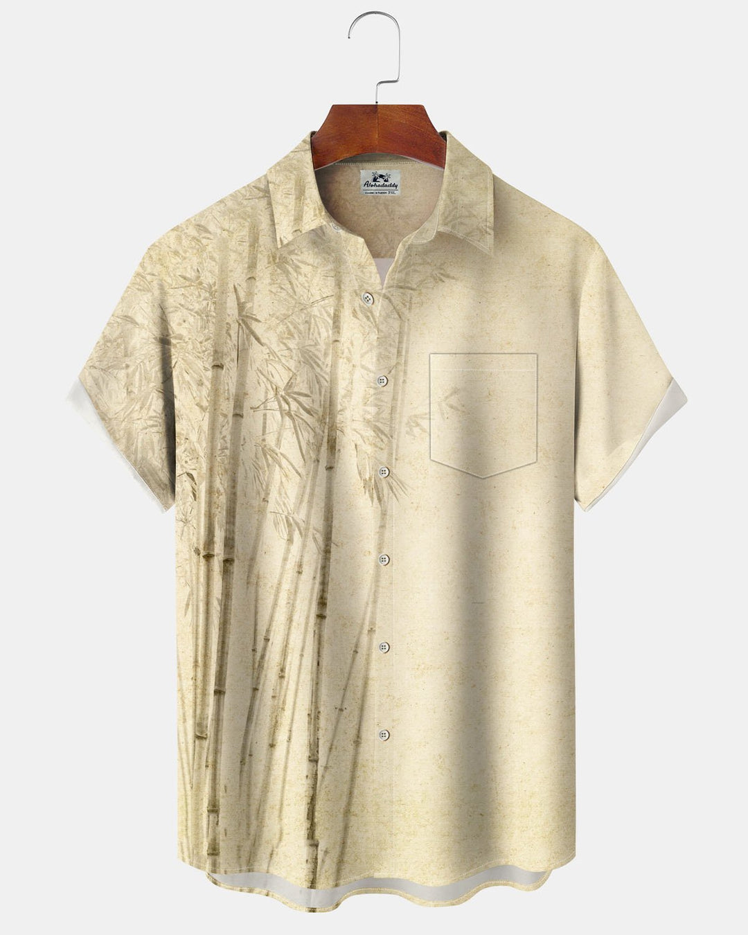 Alohadaddy® Casual Painting Bamboo Print Art Button-Down Pocket Men&