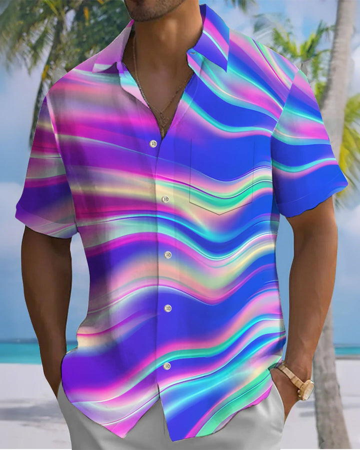 Alohadaddy® Casual Abstract Print Art Button Cardigan Pocket Men&