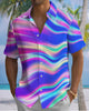 Alohadaddy® Casual Abstract Print Art Button Cardigan Pocket Men's Short Sleeve Shirt Big & Tall