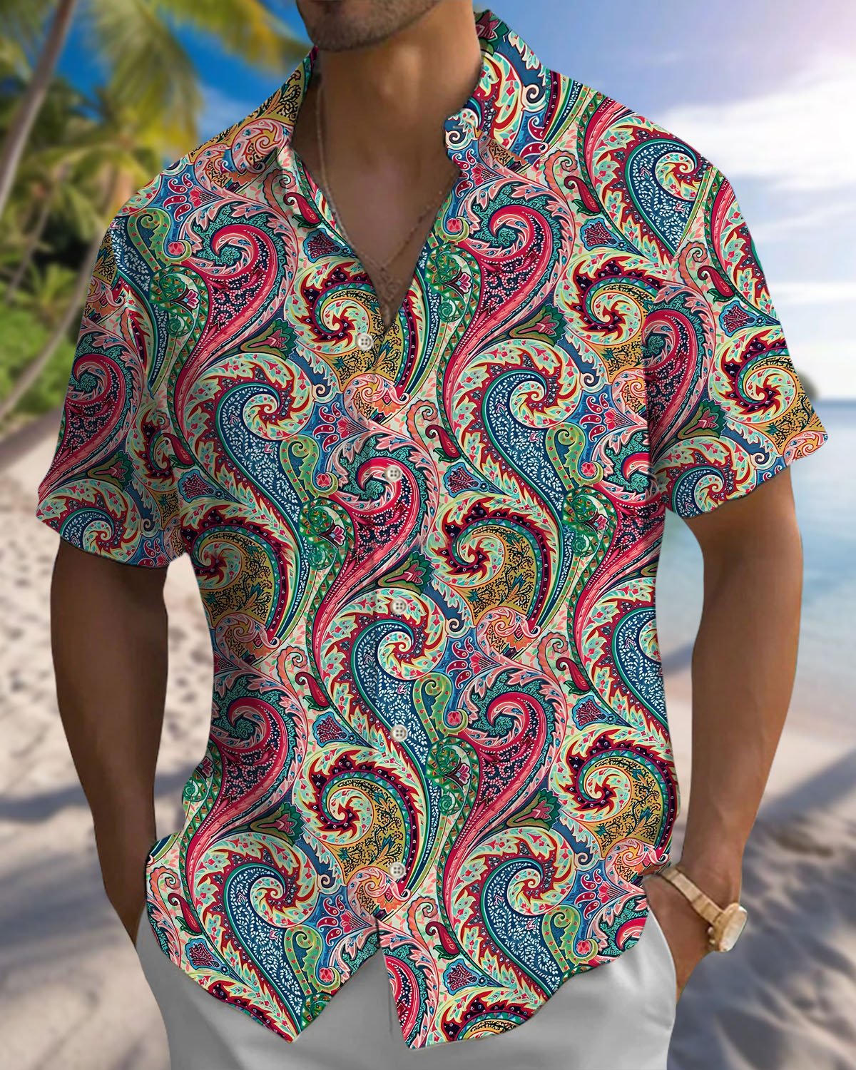 Alohadaddy® Casual Patterned Art Print Cardigan Men's Short Sleeve Shirt Big & Tall