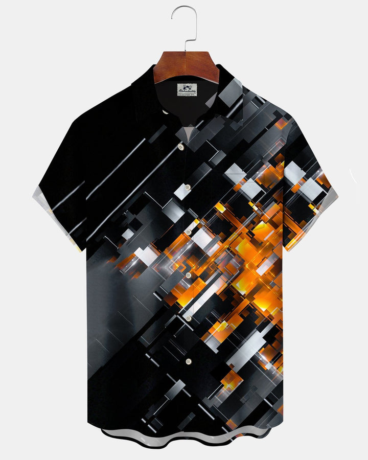 Alohadaddy® Casual Abstract Print Art Button Pocket Cardigan Men&