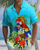Alohadaddy® Hawaiian Parrot Print Art Button Pocket Cardigan Men's Short Sleeve Shirt Big & Tall