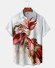 Alohadaddy® Casual Rooster Print Art Button Pocket Cardigan Men's Short Sleeve Shirt Big & Tall
