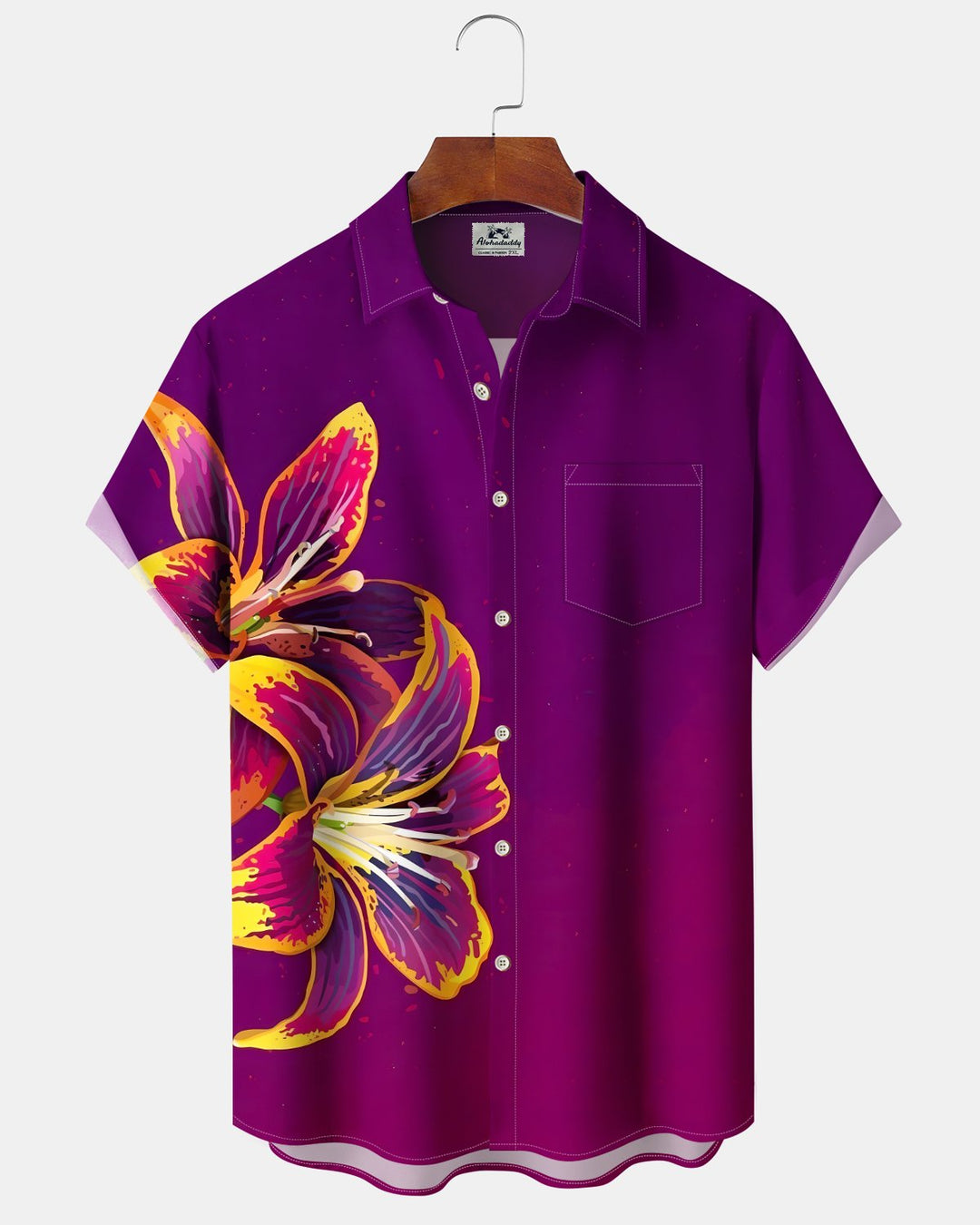 Alohadaddy® Vintage Lily Print Art Button Pocket Cardigan Men&