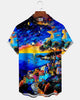 Alohadaddy® Hawaiian Starry Sky Print Art Button Pocket Cardigan Men's Short Sleeve Shirt Big & Tall