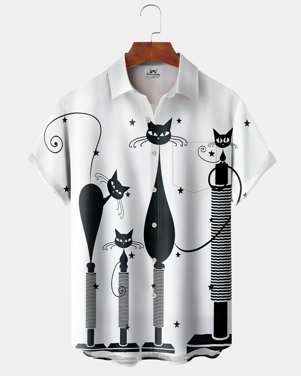 Alohadaddy® Casual Atomic Print Art Button Pocket Cardigan Men's Short Sleeve Shirt Big & Tall