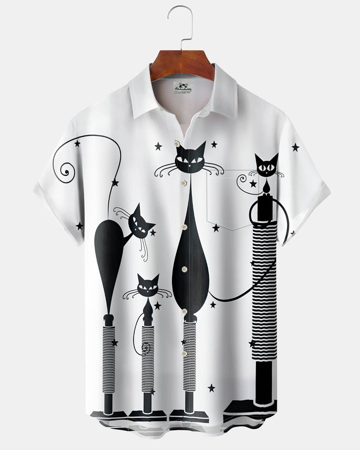 Alohadaddy® Casual Atomic Print Art Button Pocket Cardigan Men&