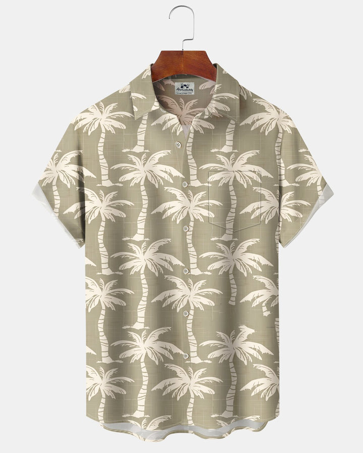 Alohadaddy® Hawaiian Palm Tree Print Art Button Pocket Cardigan Men&