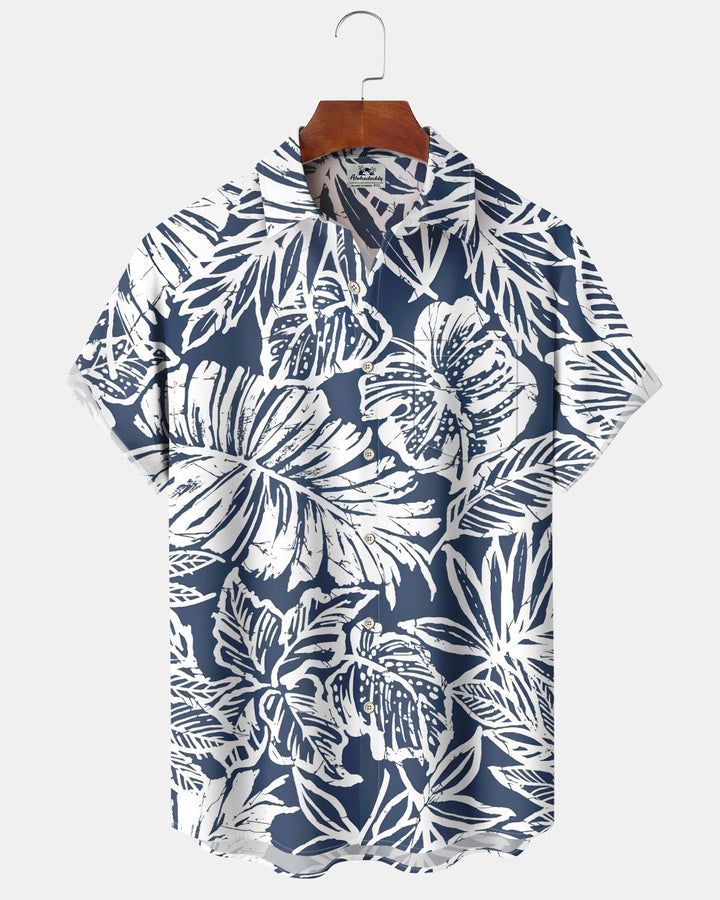 Alohadaddy® Hawaiian Palm Tree Print Art Button Pocket Cardigan Men&