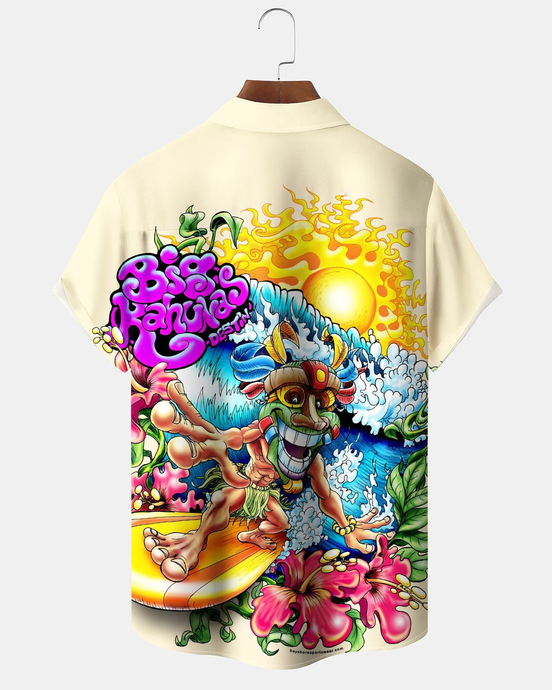 Alohadaddy® Hawaiian Surf Print Art Button Pocket Cardigan Men&